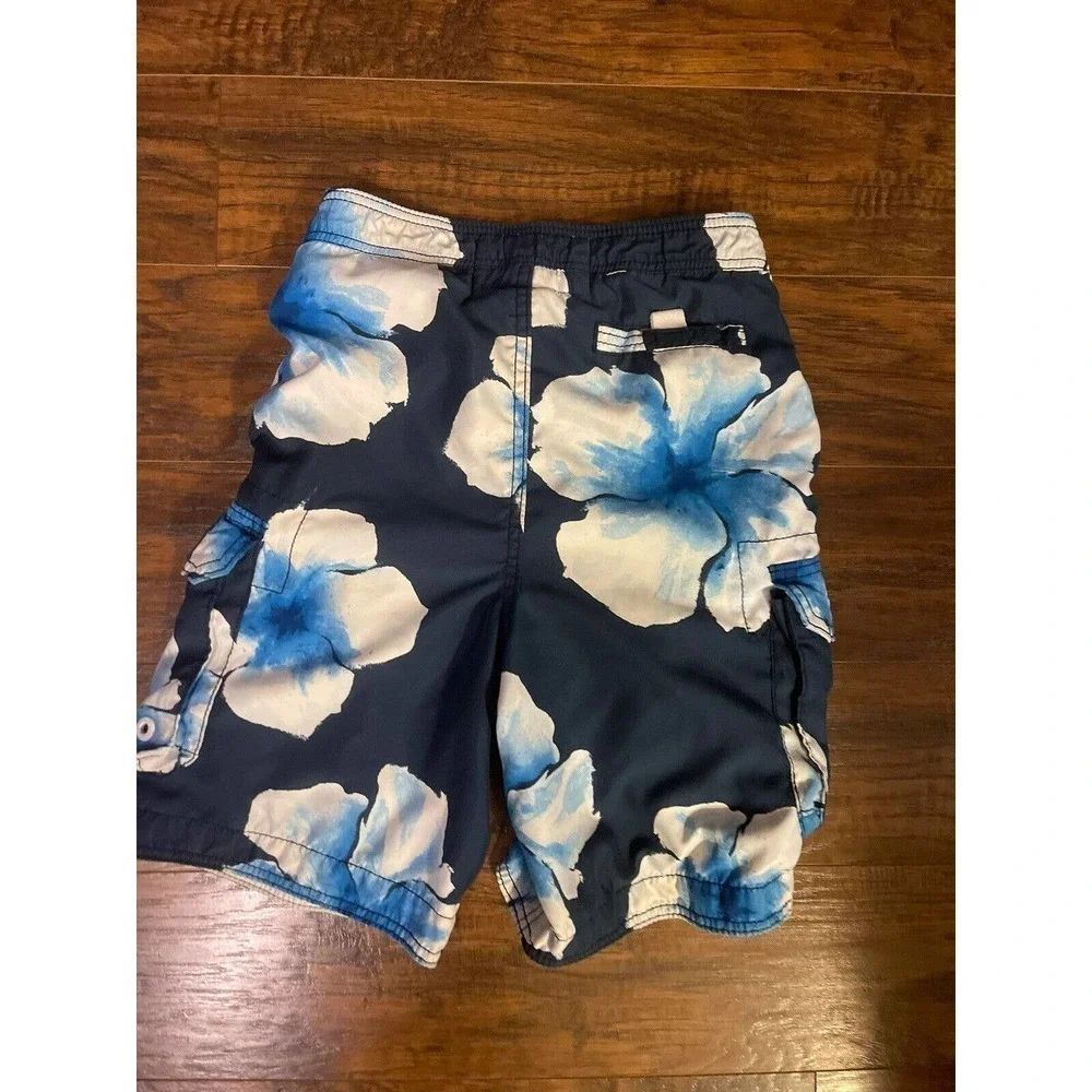 Abercrombie Boys Youth Blue Floral Swim Trunks Board Shorts Sz:s